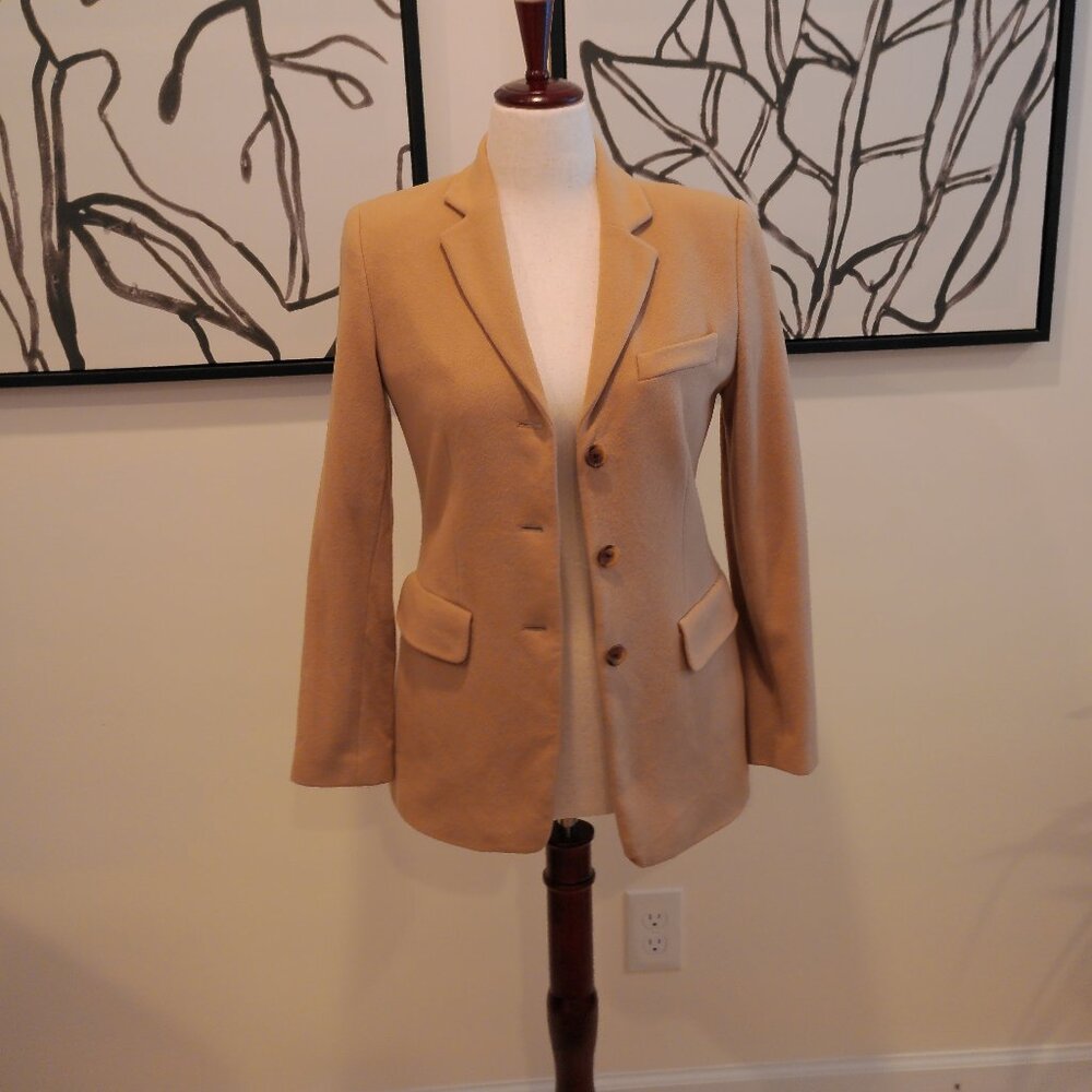 Ann Taylor Cashmere Wool Blend Camel Blazer Sz 4